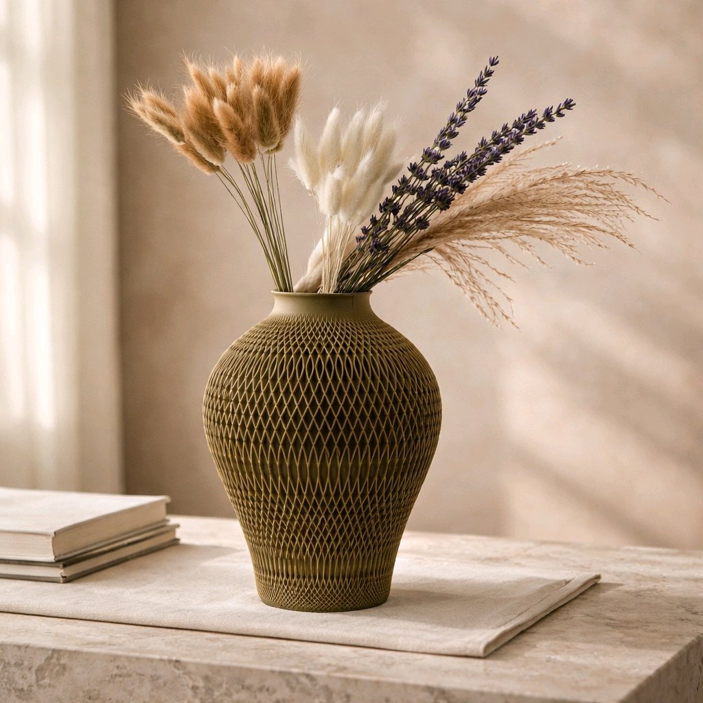 Modern Sculptural Vase – Textured Parametric Design | Minimalist Home Decor | Contemporary Statement Piece